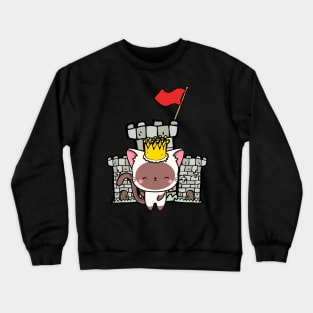 Funny white cat is the king of the castle Crewneck Sweatshirt